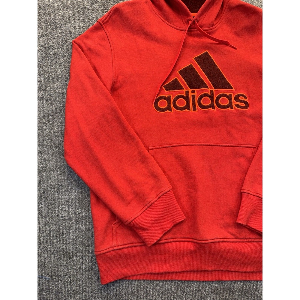 Adidas Hoodie Men's Size Large Red Pullover Fleece Logo Sweatshirt - Picture 3 of 11